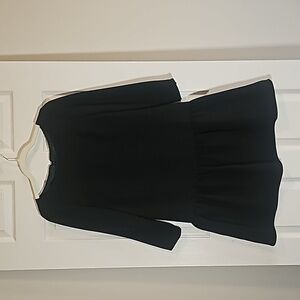 Jcrew Black Lined Peplum 3/4 Sleeve Drop Waist Dress Size 2